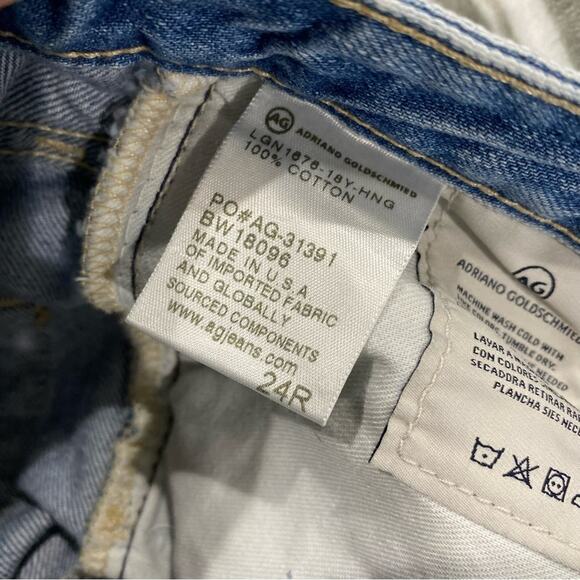 AG Adriano Goldschmied The Phoebe Tapered Jeans Distressed Light Wash Denim 24R - Picture 3 of 9